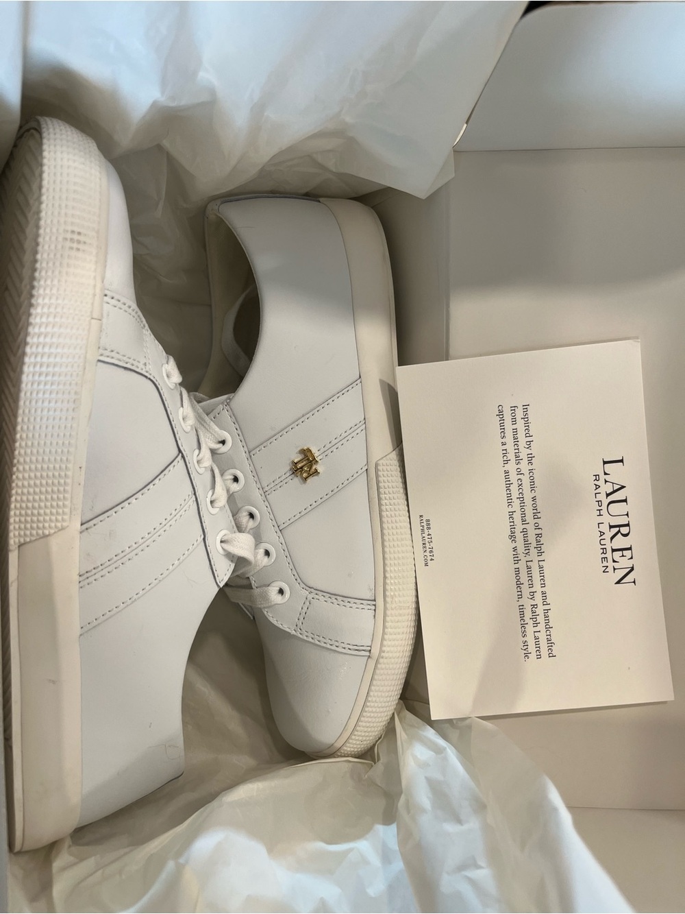 Lauren Ralph Lauren White Leather Janson II Sneakers (Size 8)